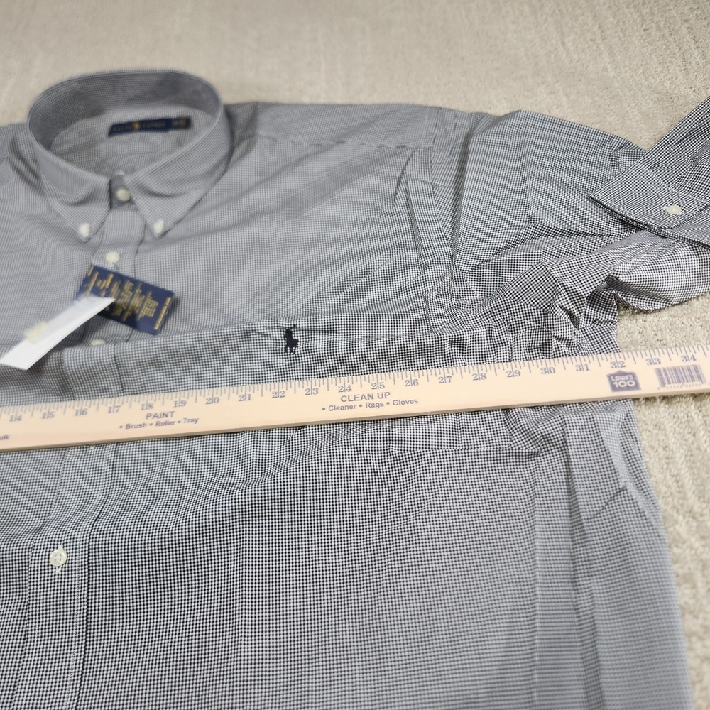 NEW Polo Ralph Lauren Shirt Men 4XB Poplin Button Down Black White Micro Check - Picture 5 of 10